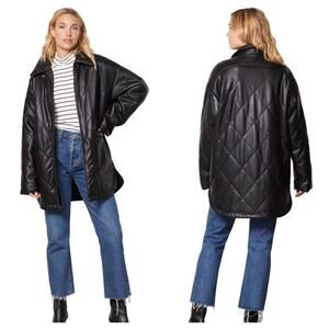 APPARIS Black Jacket Stevie Vegan Faux Leather Quilted Oversize M NEW NWT